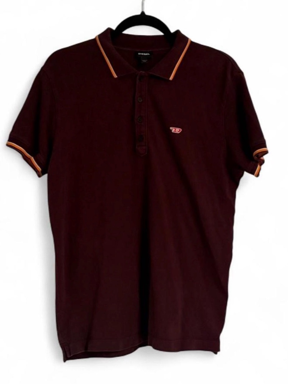 Diesel Men's Polo in Deep Wine with Orange Trim